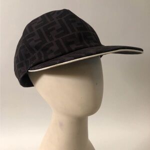 Fendi Unisex Brown Zucca Monogram Logo Adjustable Baseball Cap